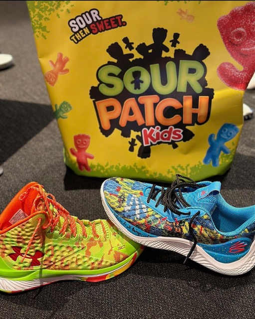 Curry sour patch shoes.